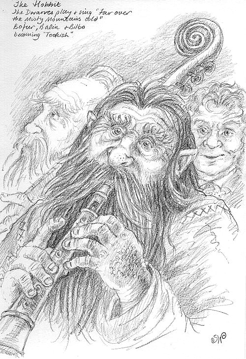 Bofur, Balin and Bilbo at bag ...